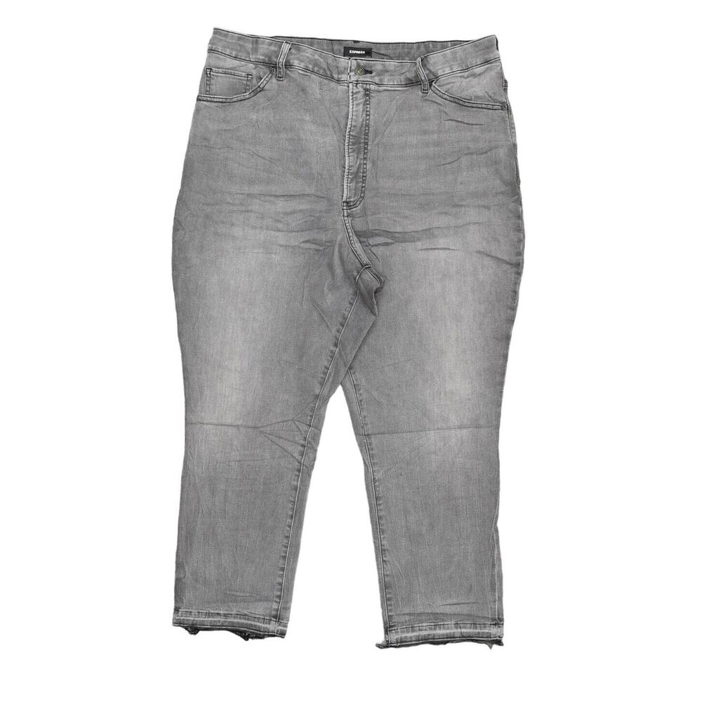 Express Plus Size 18 Curvy Slim Skinny Jeans Gray Cotton Blend Zip